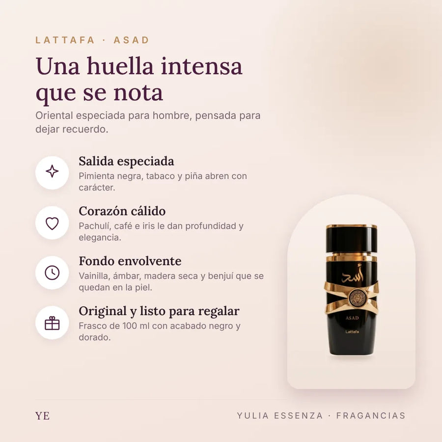 Beneficios y notas de Lattafa Asad