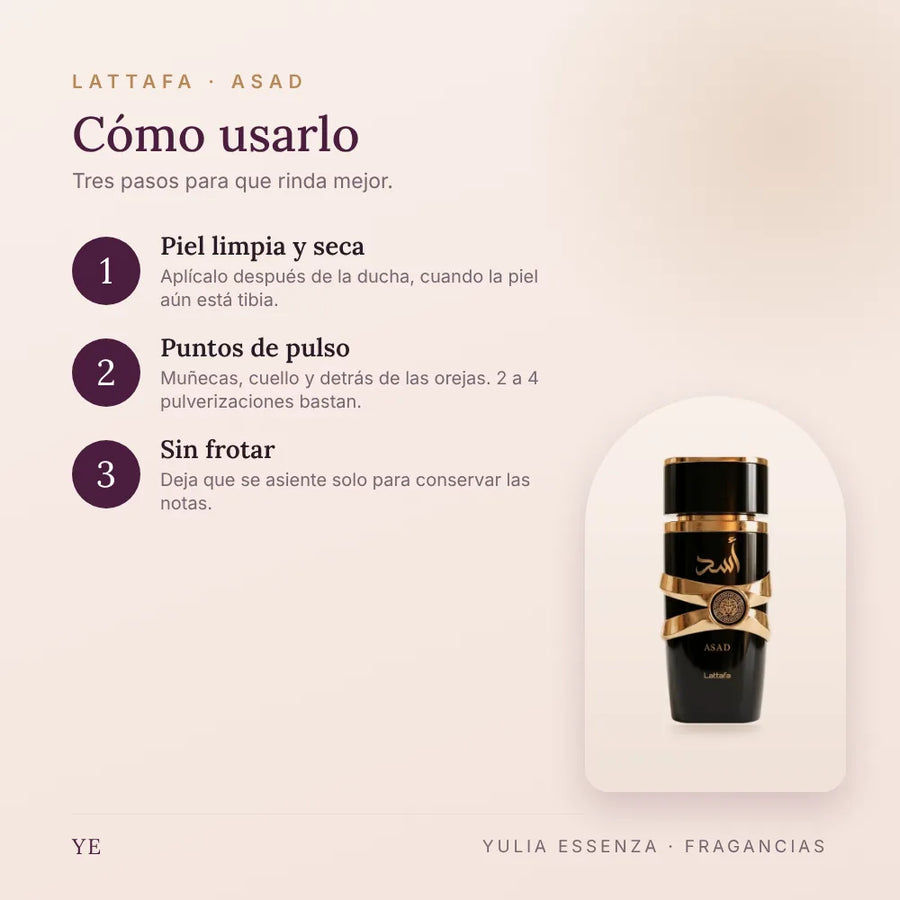 Cómo aplicar Lattafa Asad