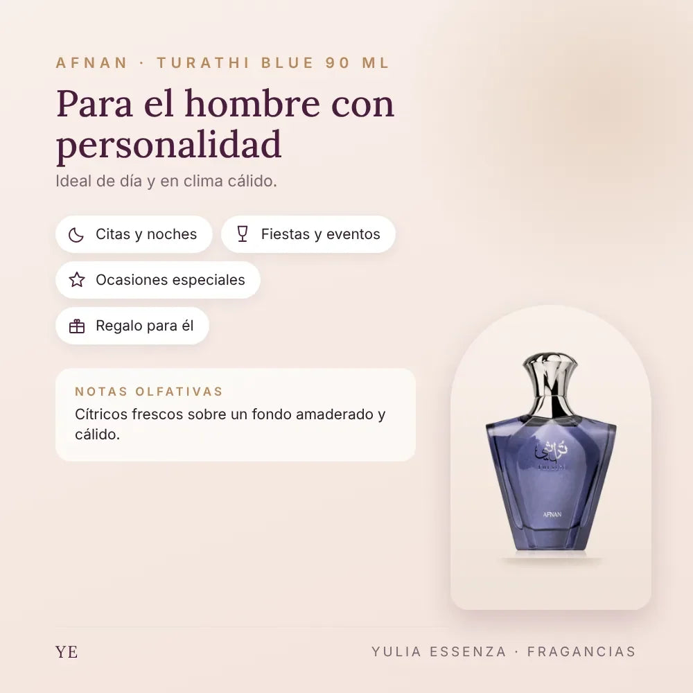 Afnan Turathi Blue 90 ml: para quién es y ocasiones