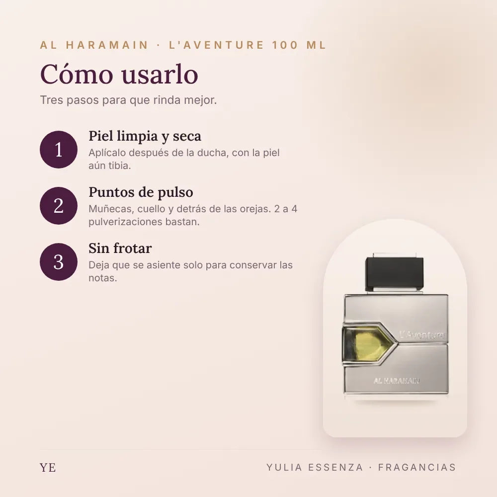 Cómo aplicar Al Haramain L'Aventure 100 ml