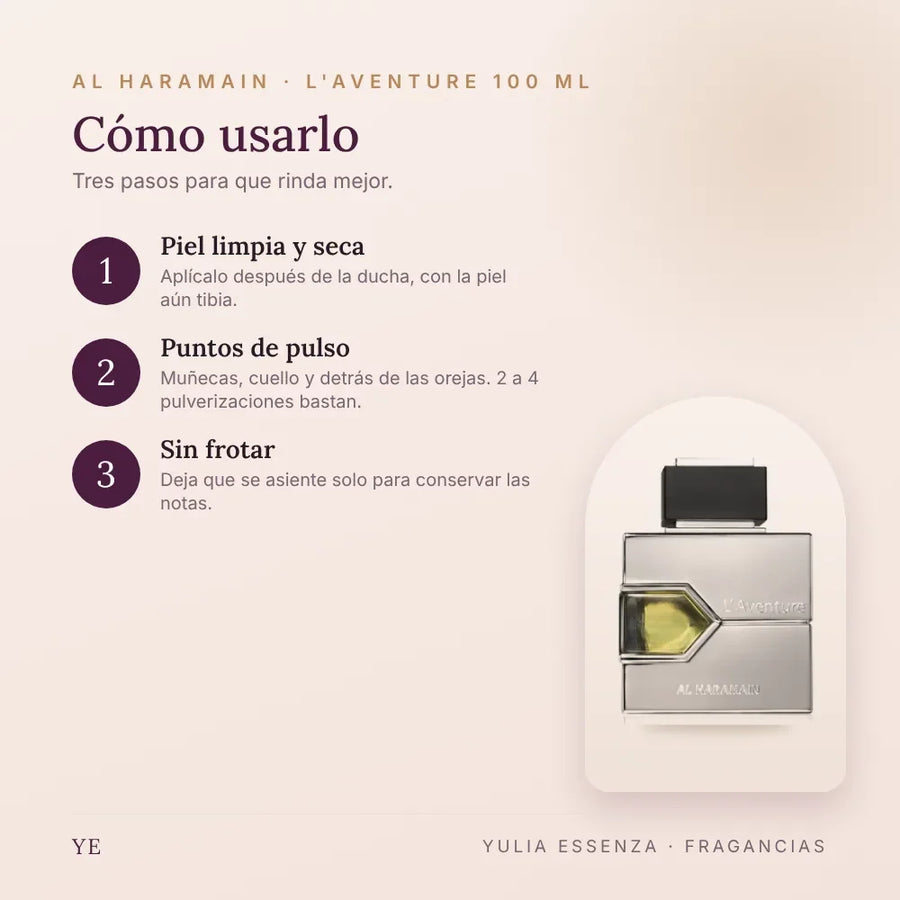 Cómo aplicar Al Haramain L'Aventure 100 ml