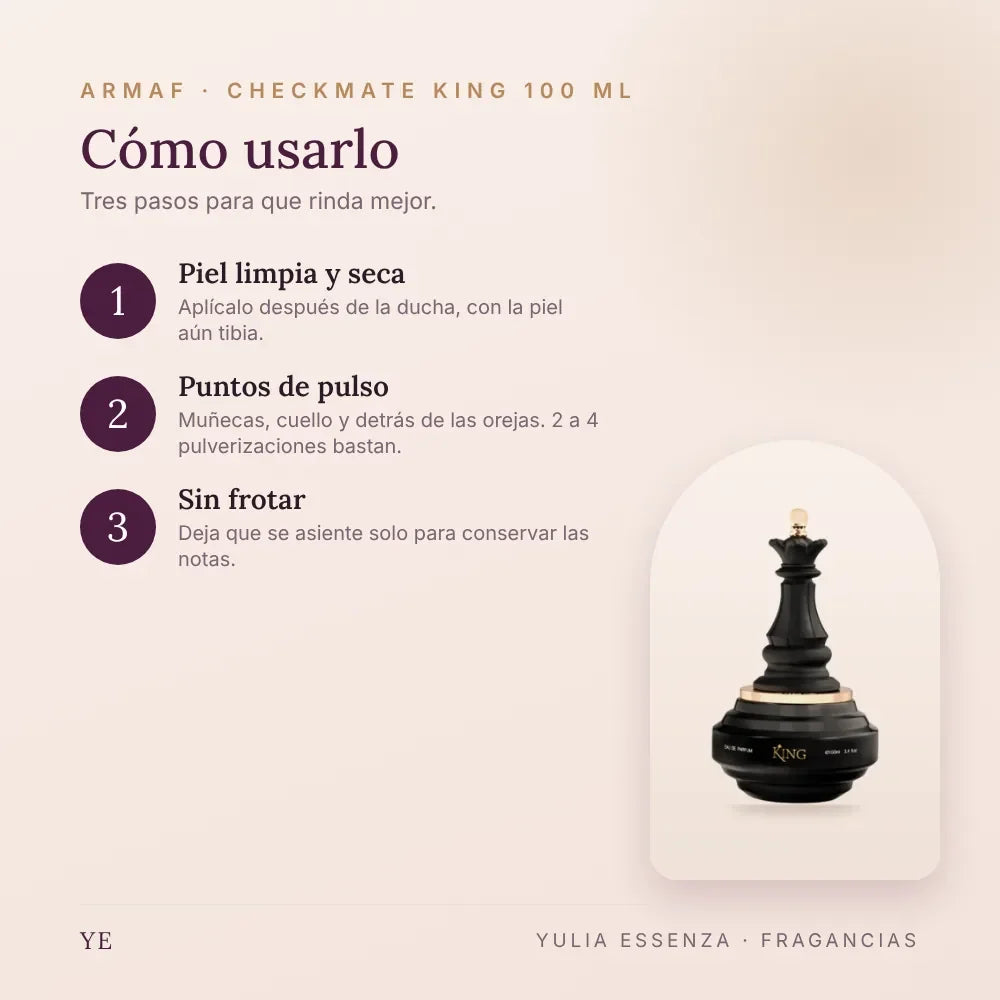 Cómo aplicar Armaf Checkmate King 100 ml