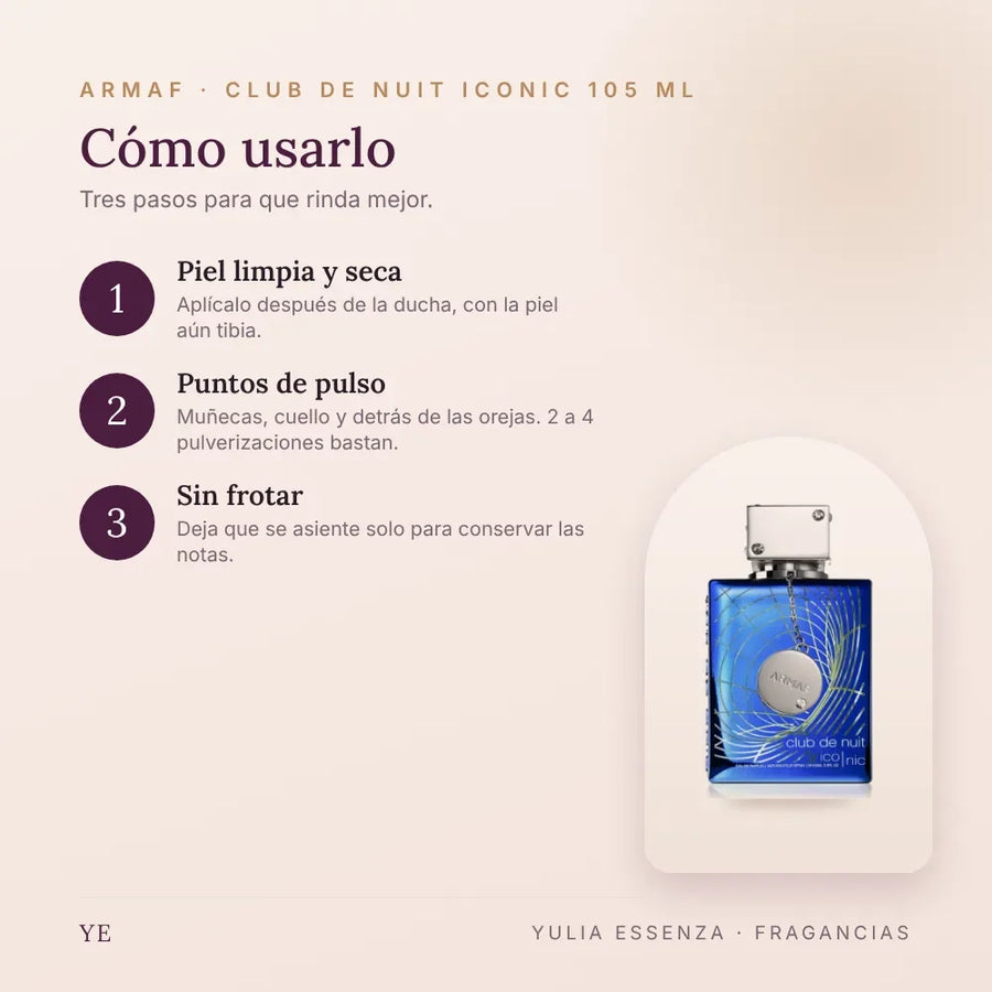 Cómo aplicar Armaf Club de Nuit Iconic 105 ml