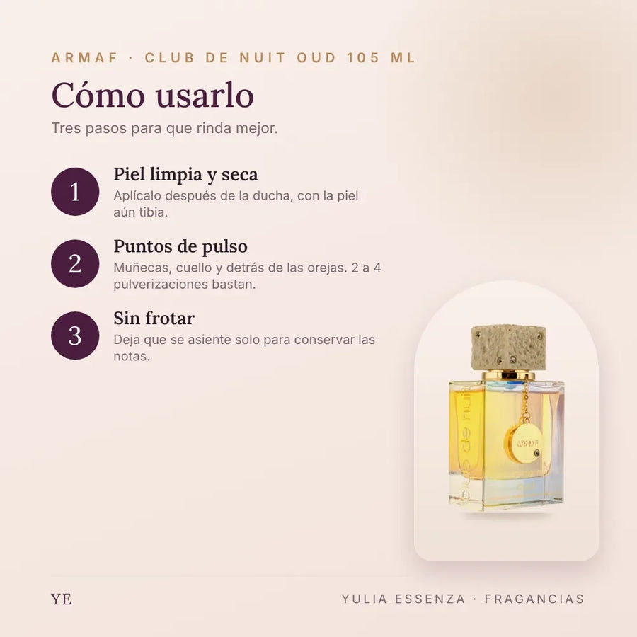 Cómo aplicar Armaf Club de Nuit Oud 105 ml