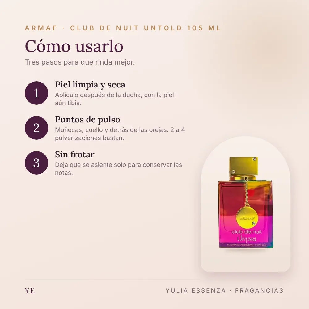 Cómo aplicar Armaf Club de Nuit Untold 105 ml