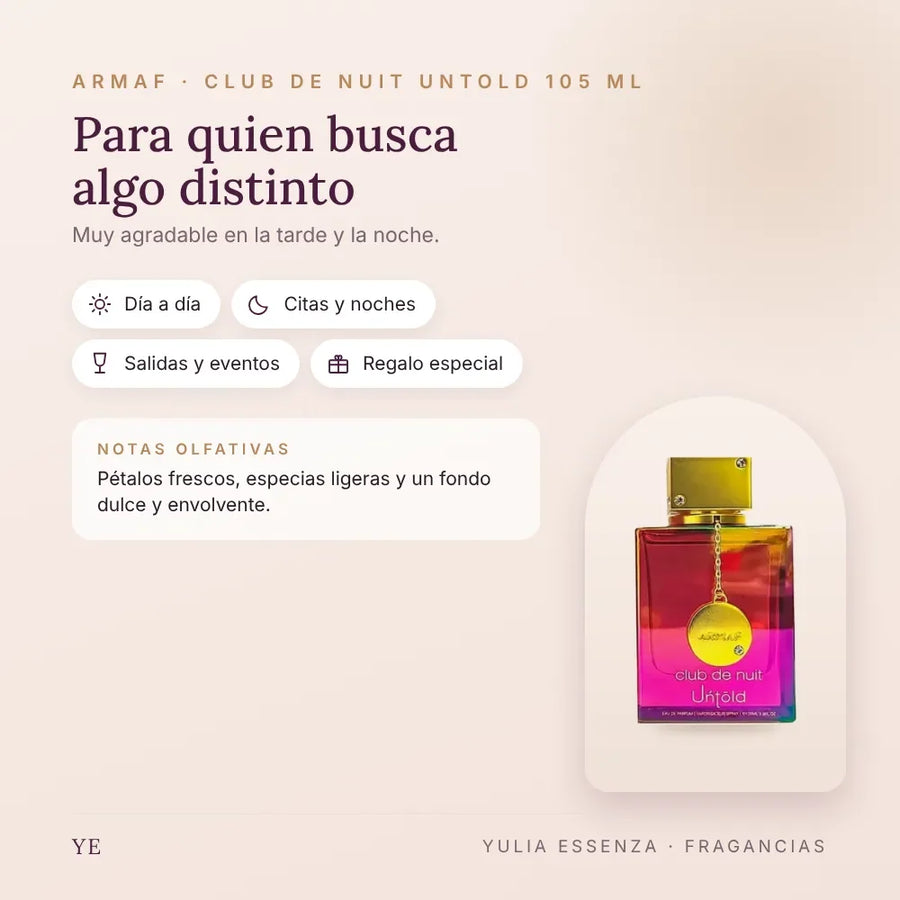 Armaf Club de Nuit Untold 105 ml: para quién es y ocasiones