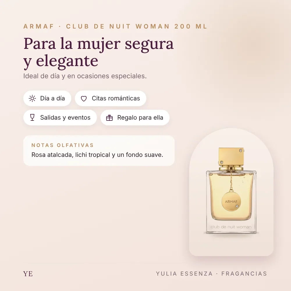 Armaf Club de Nuit Woman 200 ml: para quién es y ocasiones