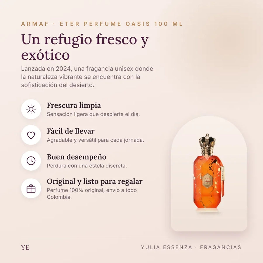 Armaf Eter Perfume Oasis 100 ml original: beneficios y notas