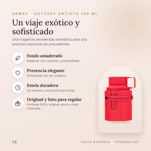Armaf Odyssey Artisto 100 ml original: beneficios y notas
