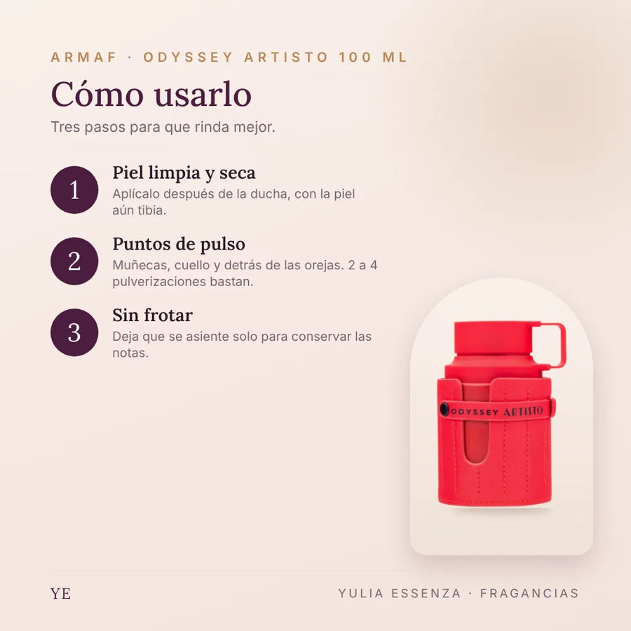 Cómo aplicar Armaf Odyssey Artisto 100 ml