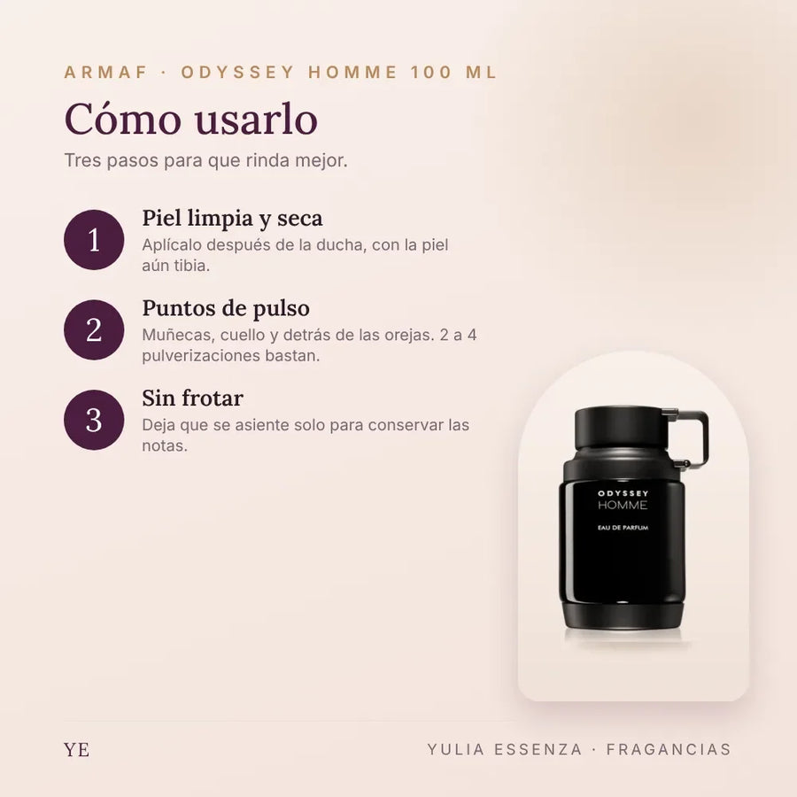 Cómo aplicar Armaf Odyssey Homme 100 ml