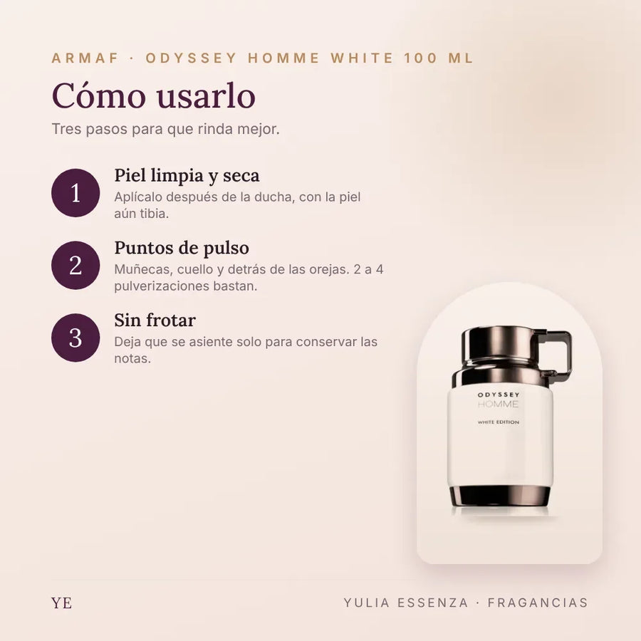 Cómo aplicar Armaf Odyssey Homme White 100 ml