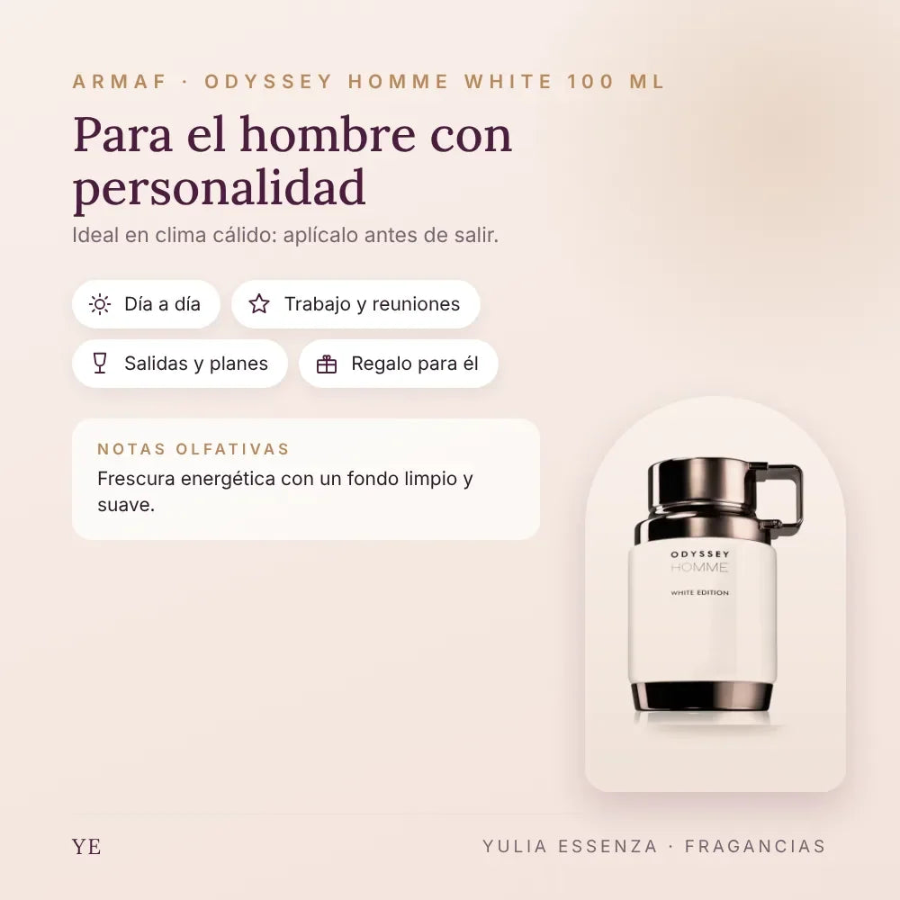 Armaf Odyssey Homme White 100 ml: para quién es y ocasiones