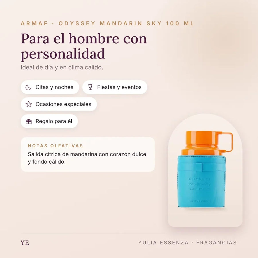 Armaf Odyssey Mandarin Sky 100 ml: para quién es y ocasiones