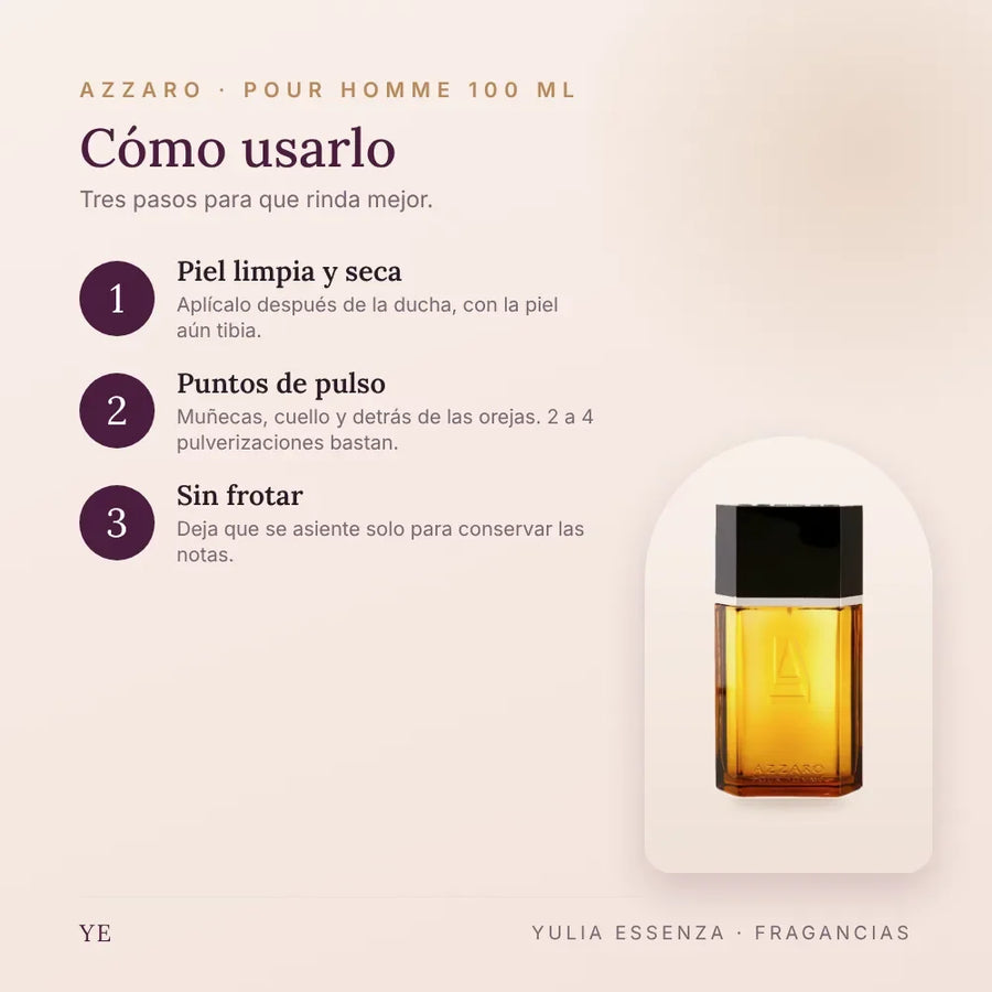 Cómo aplicar Azzaro Pour Homme 100 ml