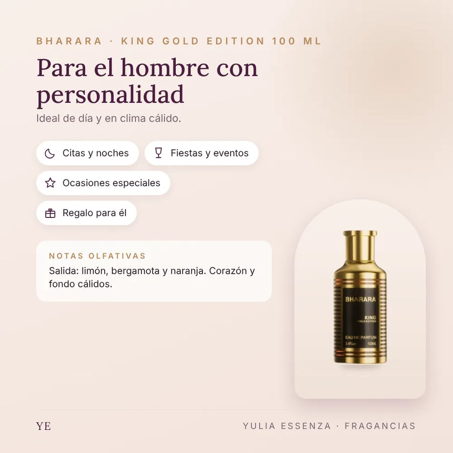 Bharara King Gold Edition 100 ml: para quién es y ocasiones