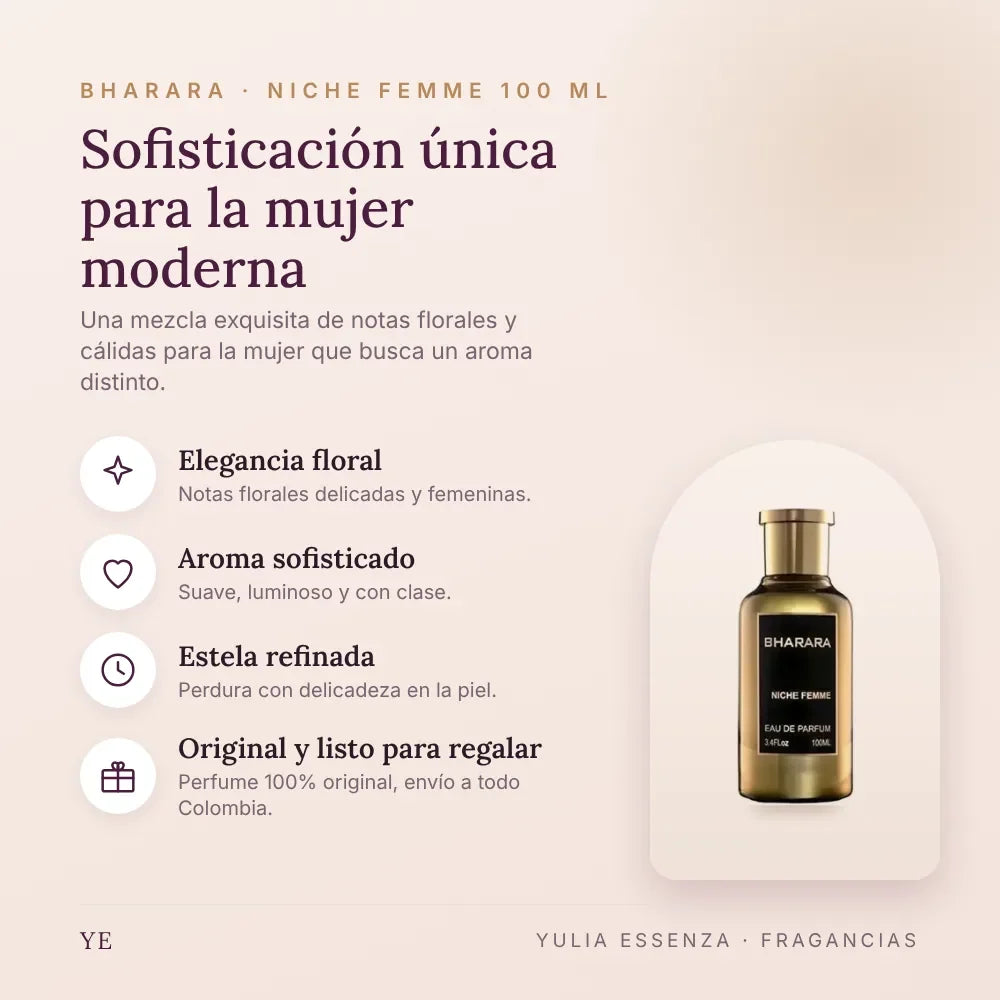 Bharara Niche Femme 100 ml original: beneficios y notas