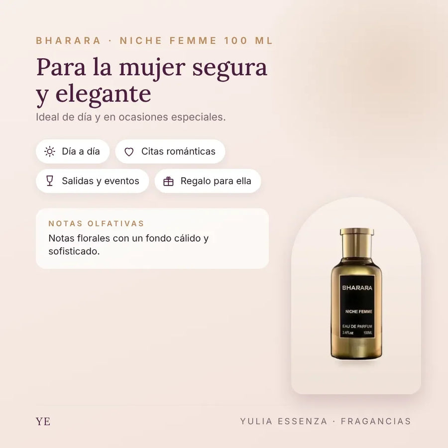 Bharara Niche Femme 100 ml: para quién es y ocasiones