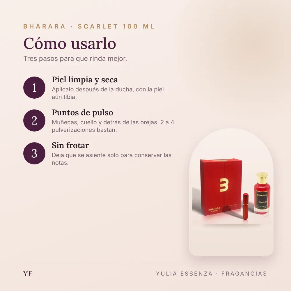 Cómo aplicar Bharara Scarlet 100 ml