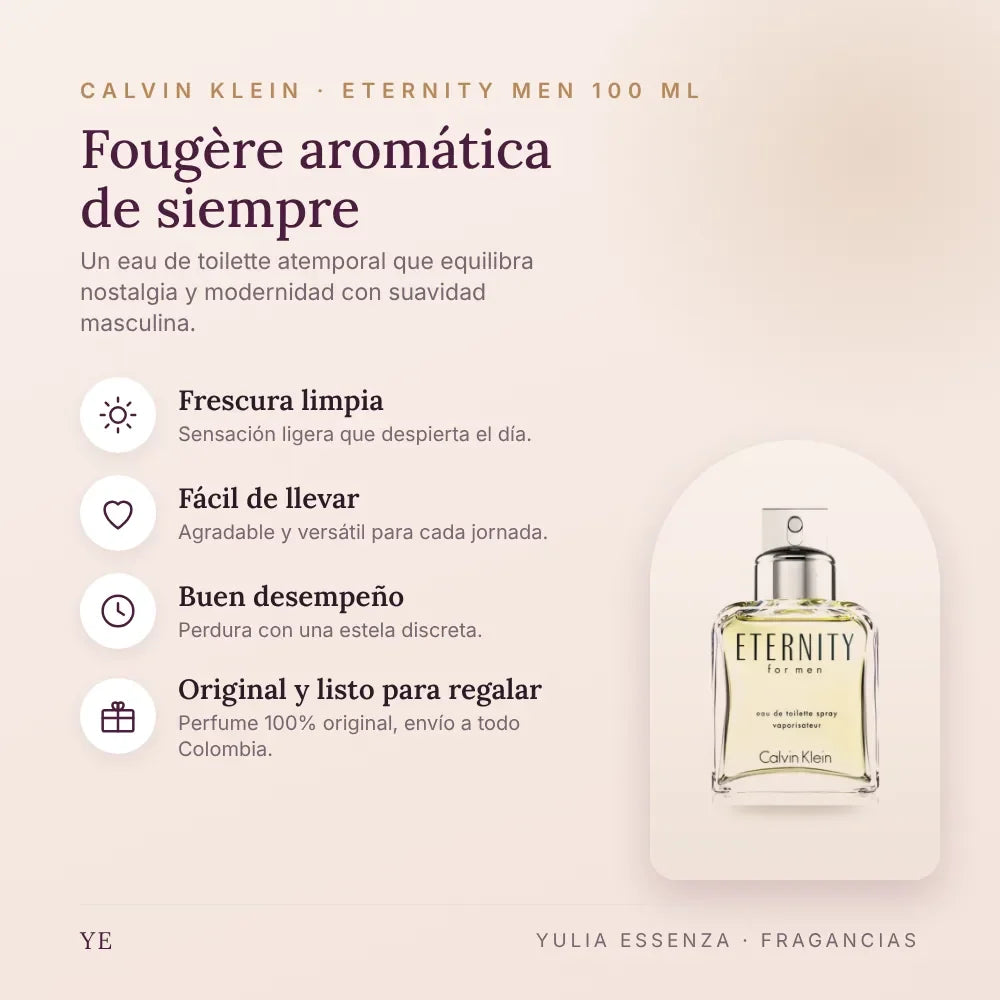Calvin Klein Eternity Men 100 ml original: beneficios y notas