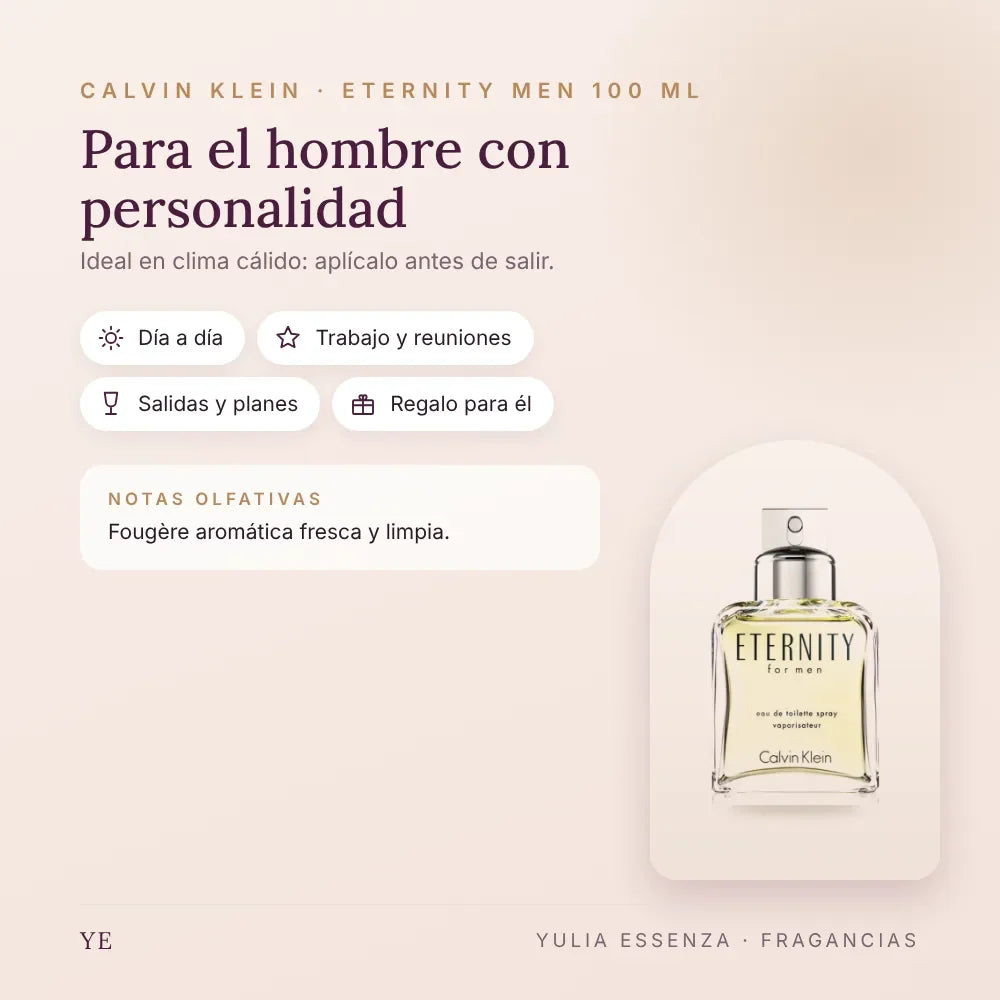 Calvin Klein Eternity Men 100 ml: para quién es y ocasiones
