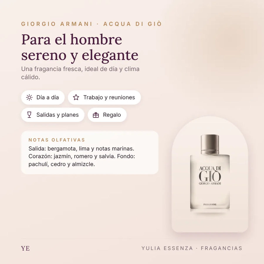 Giorgio Armani Acqua Di Giò 100 ml: para quién es y ocasiones