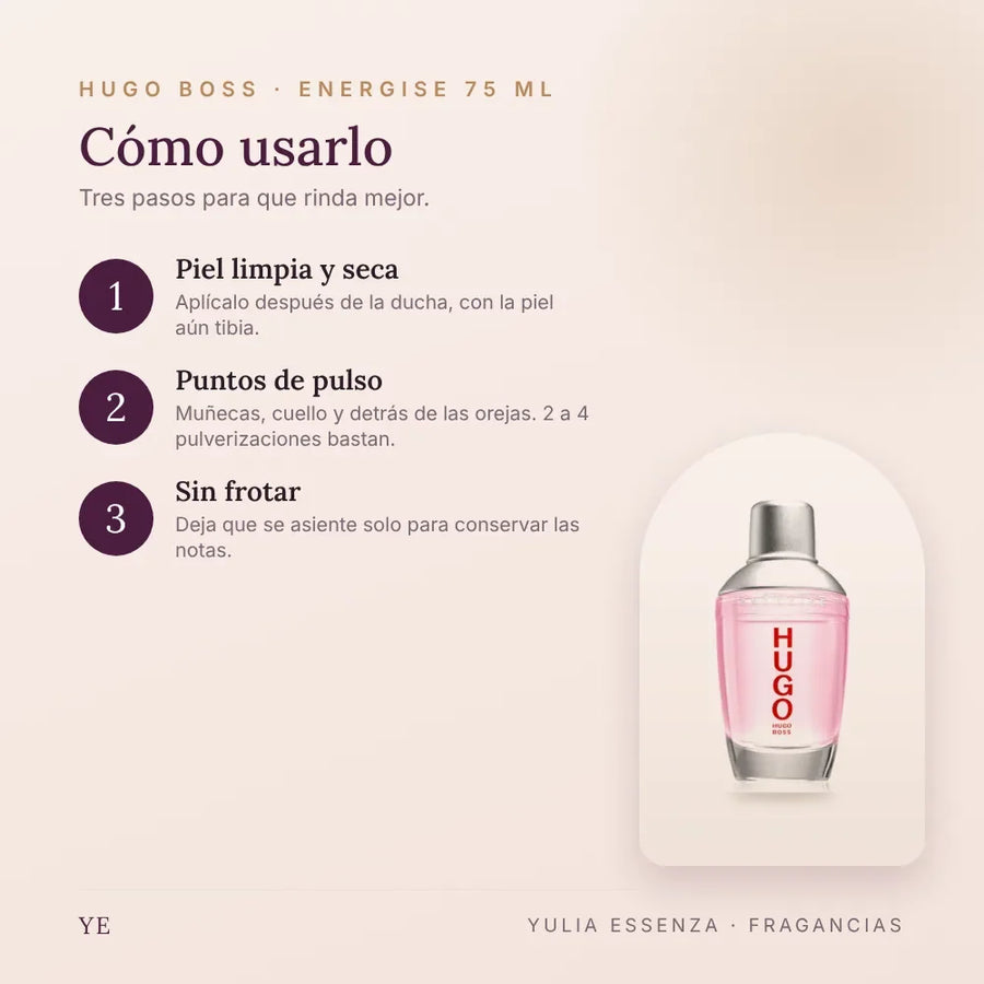 Cómo aplicar Hugo Boss Energise 75 ml