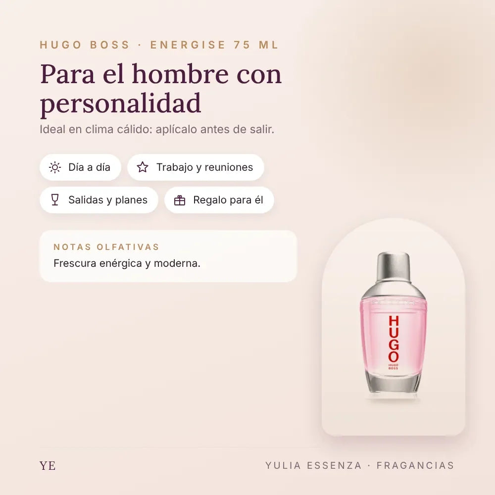Hugo Boss Energise 75 ml: para quién es y ocasiones