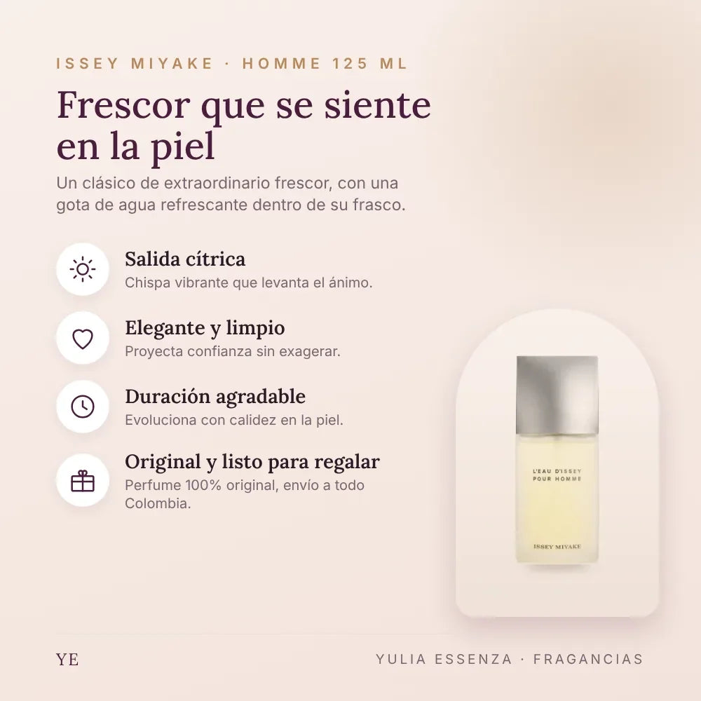 Issey Miyake Homme 125 ml original: beneficios y notas