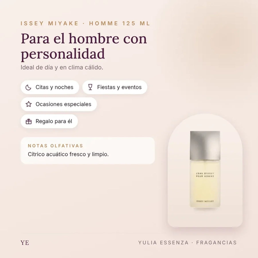 Issey Miyake Homme 125 ml: para quién es y ocasiones
