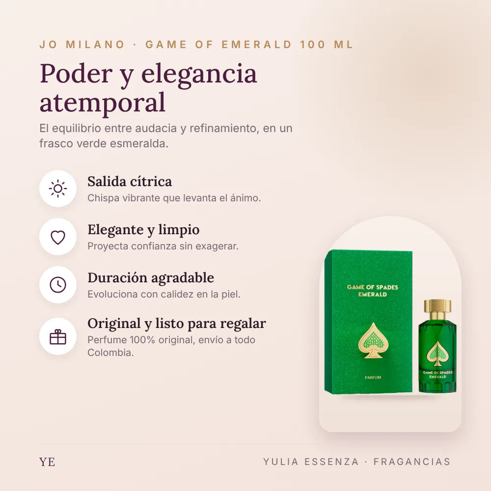 Jo Milano Game of Emerald 100 ml original: beneficios y notas