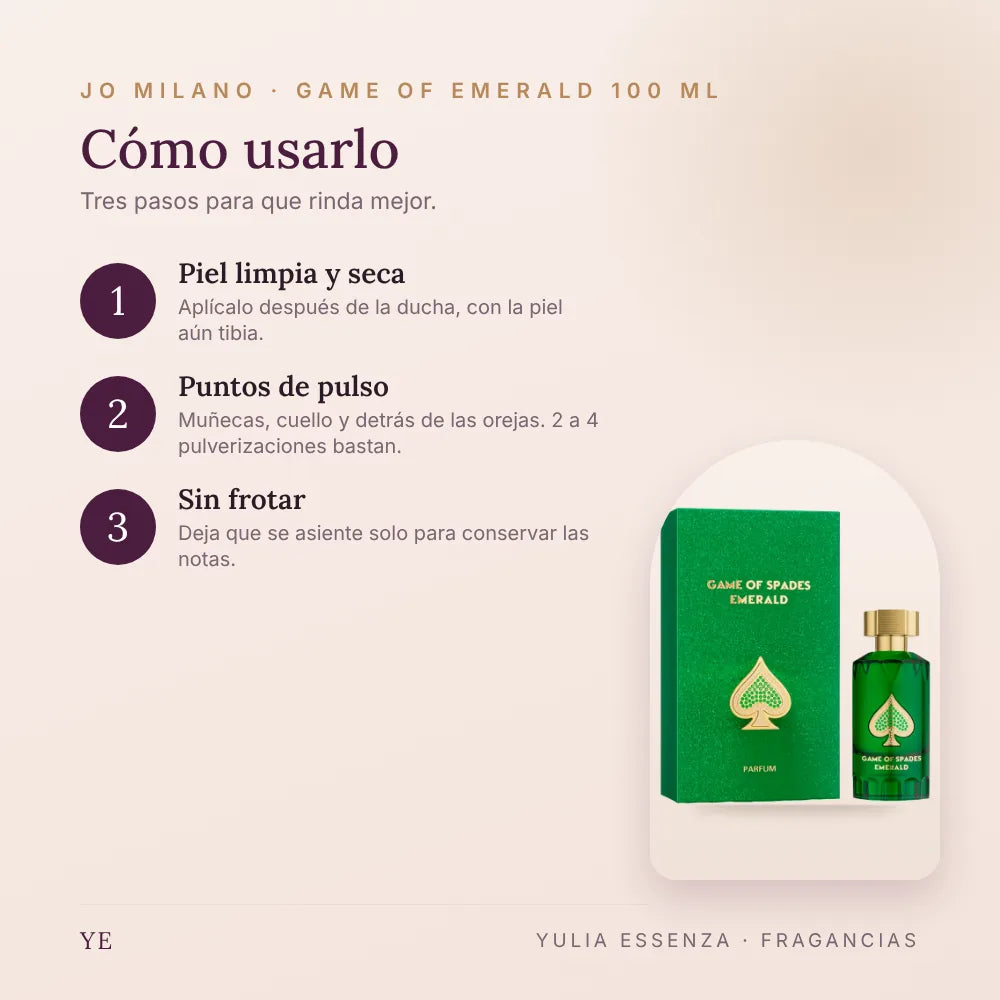 Cómo aplicar Jo Milano Game of Emerald 100 ml