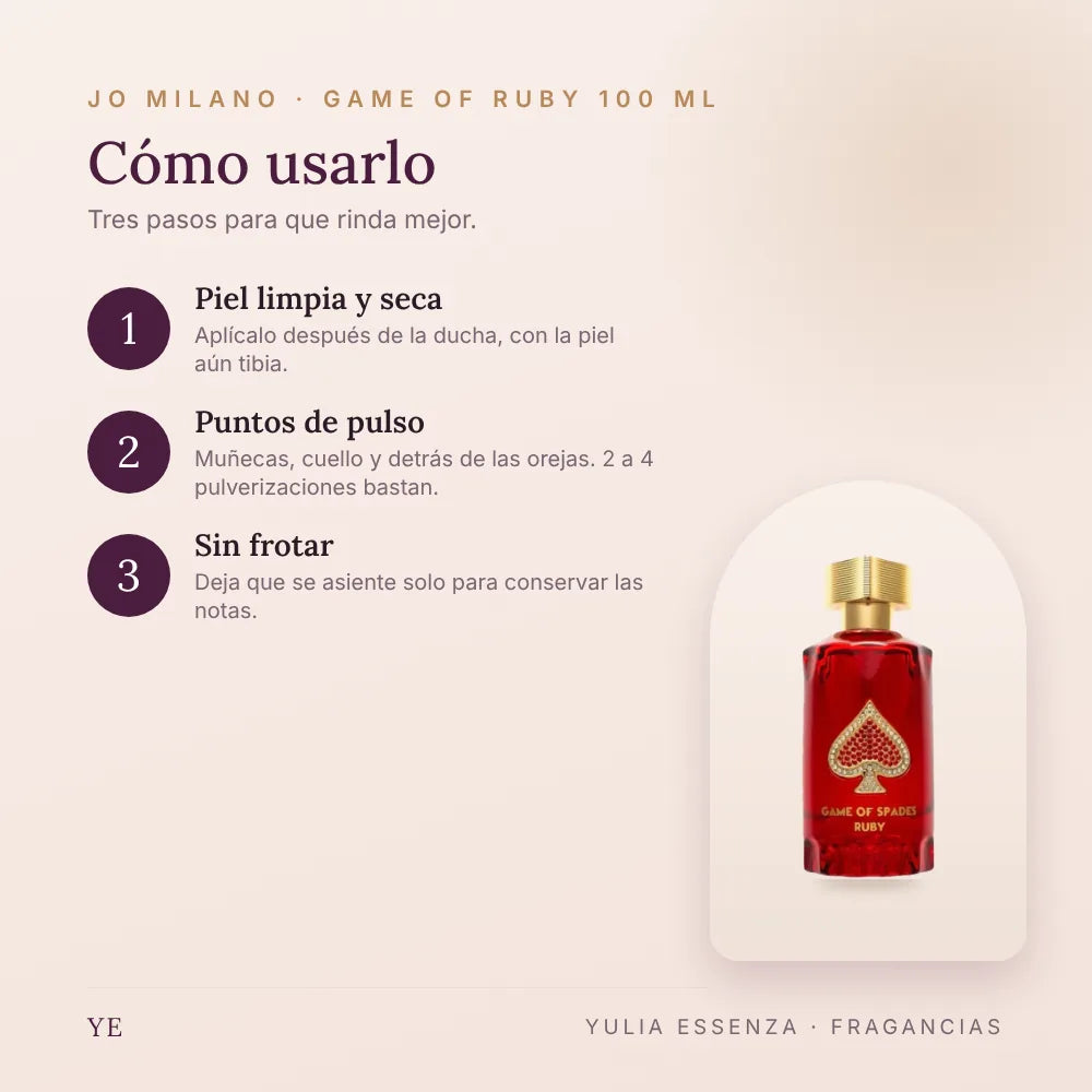 Cómo aplicar Jo Milano Game of Ruby 100 ml