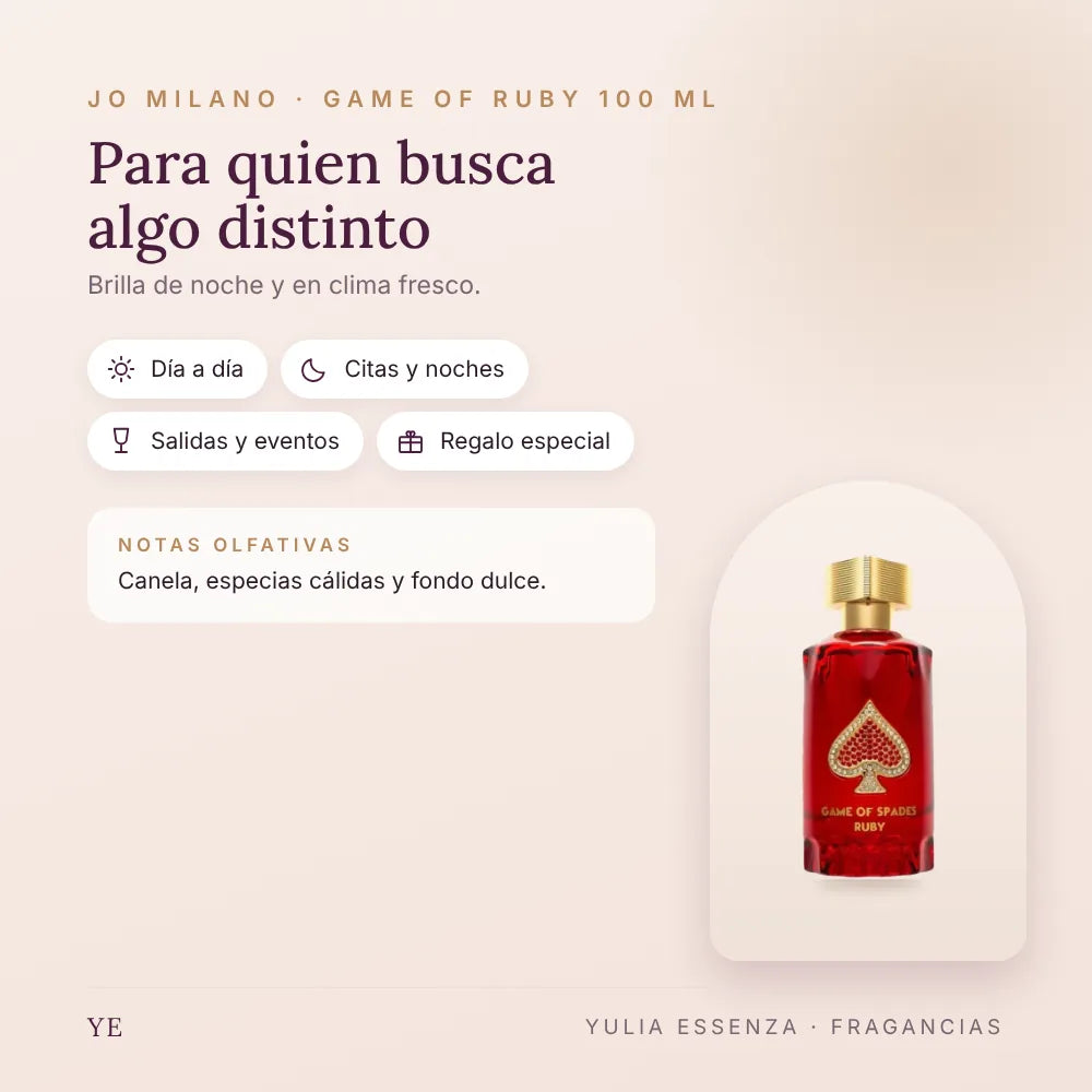 Jo Milano Game of Ruby 100 ml: para quién es y ocasiones