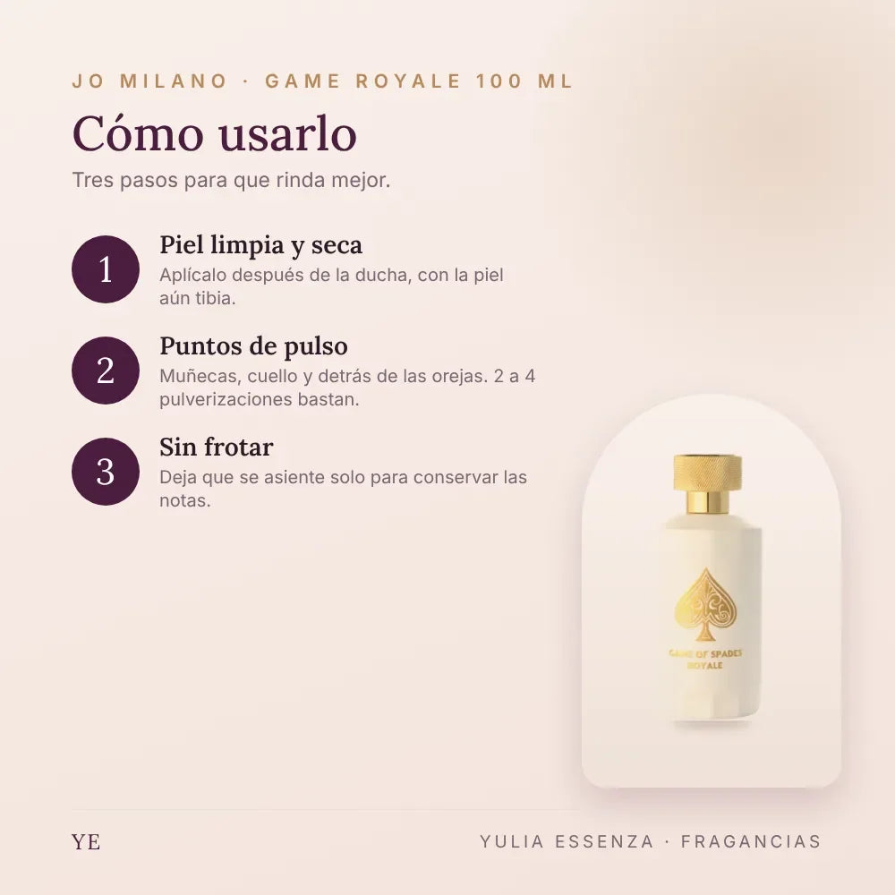 Cómo aplicar Jo Milano Game Royale 100 ml