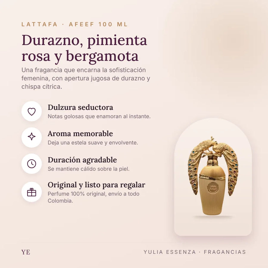 Lattafa Afeef 100 ml original: beneficios y notas