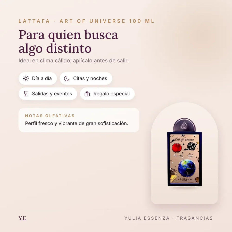 Lattafa Art of Universe 100 ml: para quién es y ocasiones