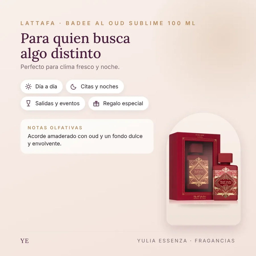 Lattafa Badee Al Oud Sublime 100 ml: para quién es y ocasiones