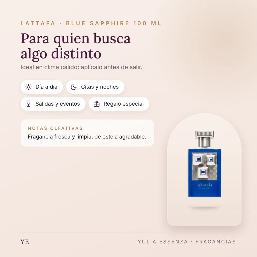 Lattafa Blue Sapphire 100 ml: para quién es y ocasiones