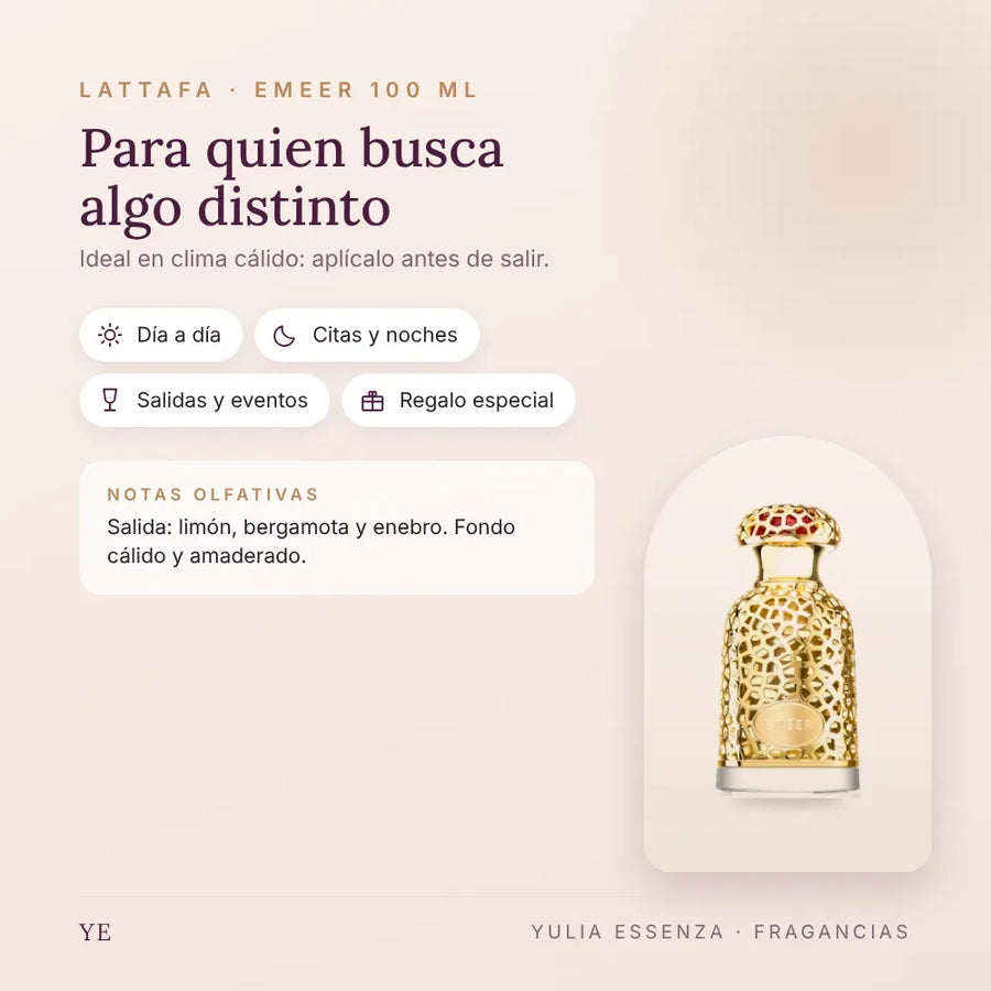Lattafa Emeer 100 ml: para quién es y ocasiones