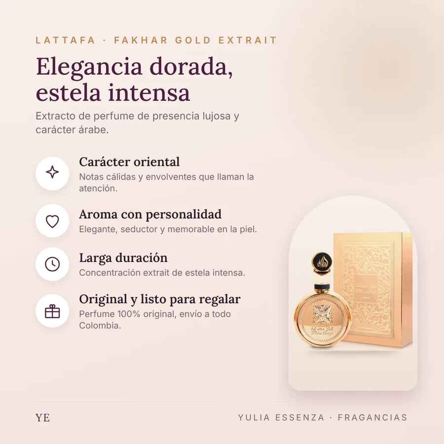 Lattafa Fakhar Gold Extrait 100 ml original: beneficios y notas