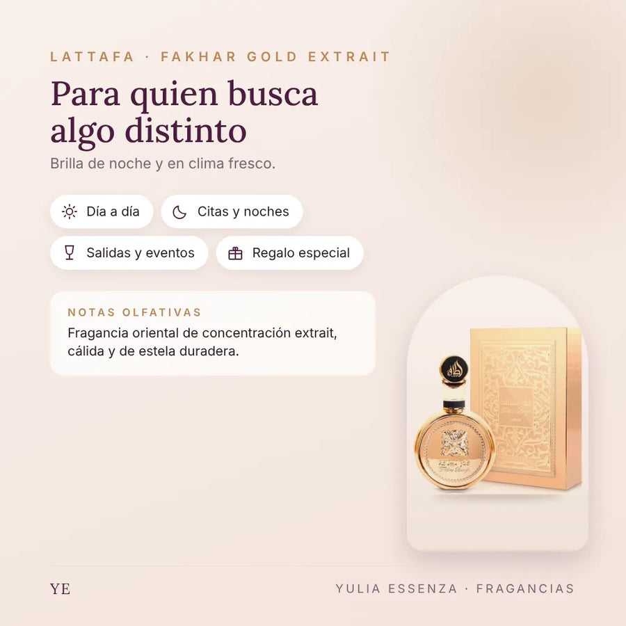 Lattafa Fakhar Gold Extrait 100 ml: para quién es y ocasiones