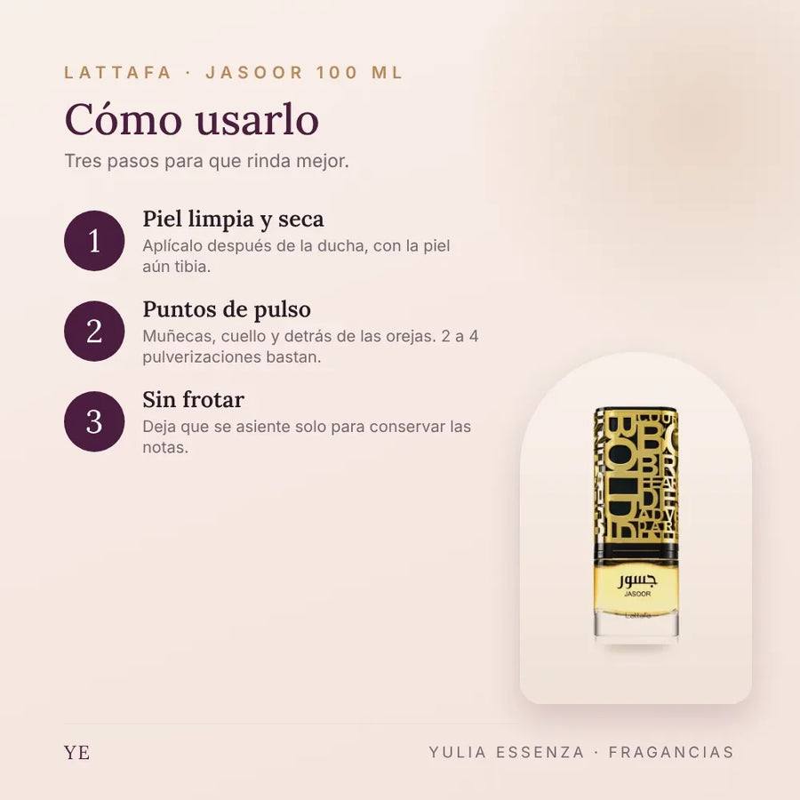 Cómo aplicar Lattafa Jasoor 100 ml
