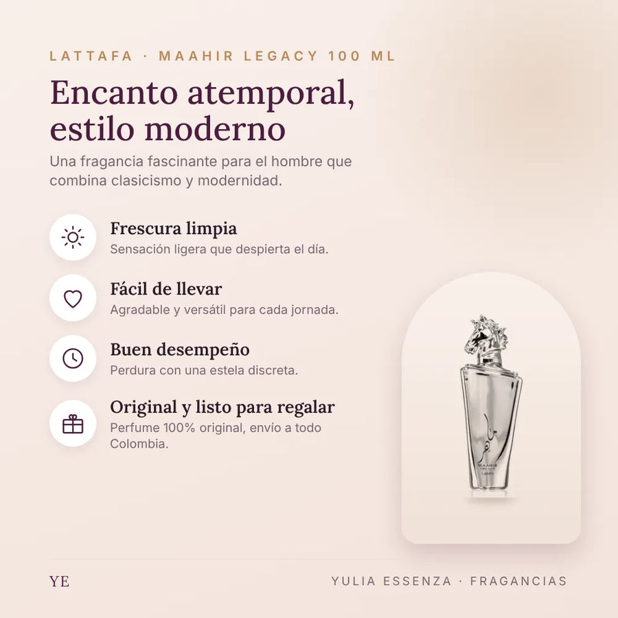 Lattafa Maahir Legacy 100 ml original: beneficios y notas