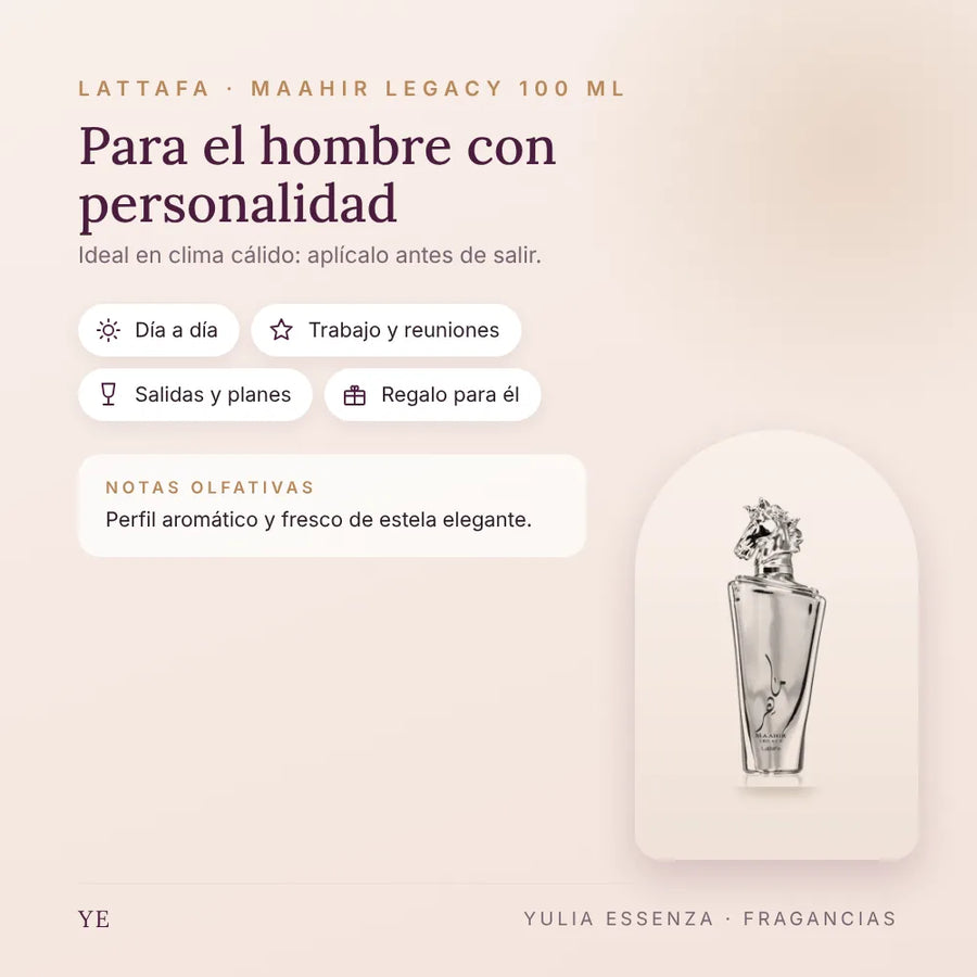 Lattafa Maahir Legacy 100 ml: para quién es y ocasiones