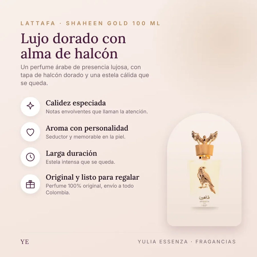 Lattafa Shaheen Gold 100 ml original: beneficios y notas