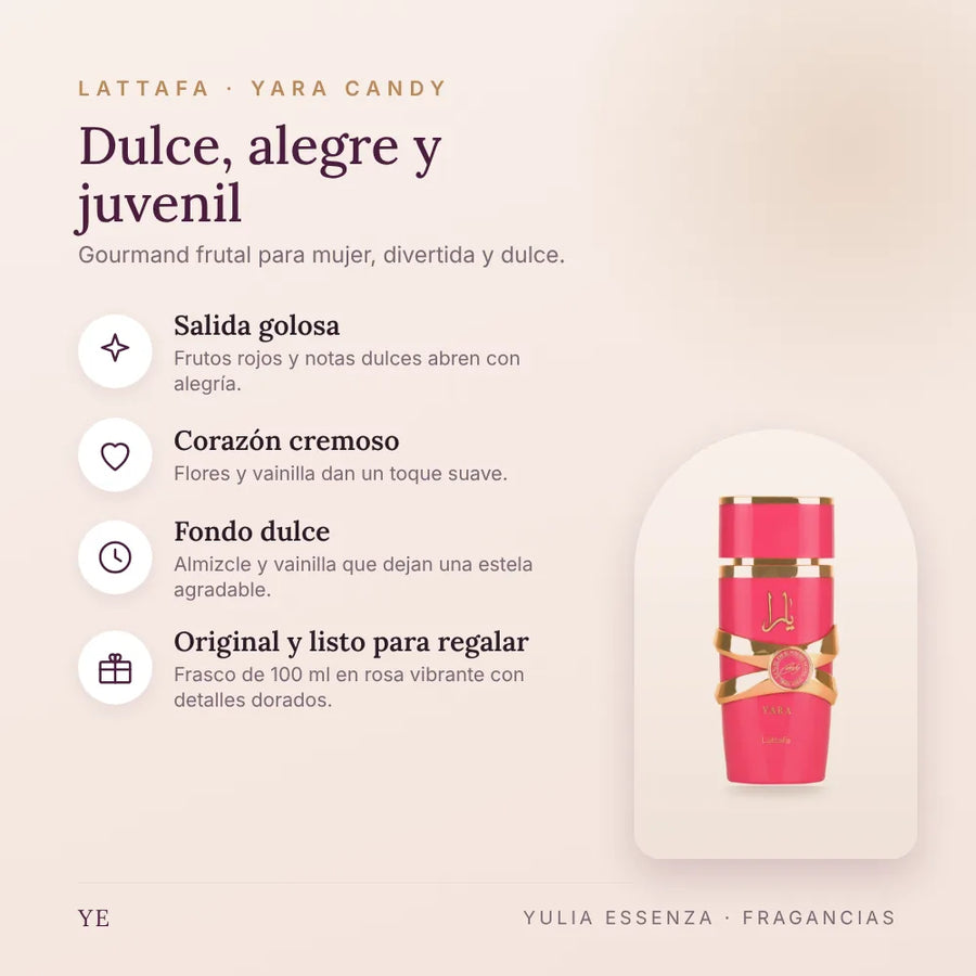 Lattafa Yara Candy 100 ml original: beneficios y notas