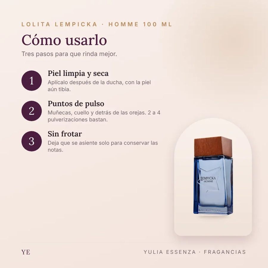 Cómo aplicar Lolita Lempicka Homme 100 ml
