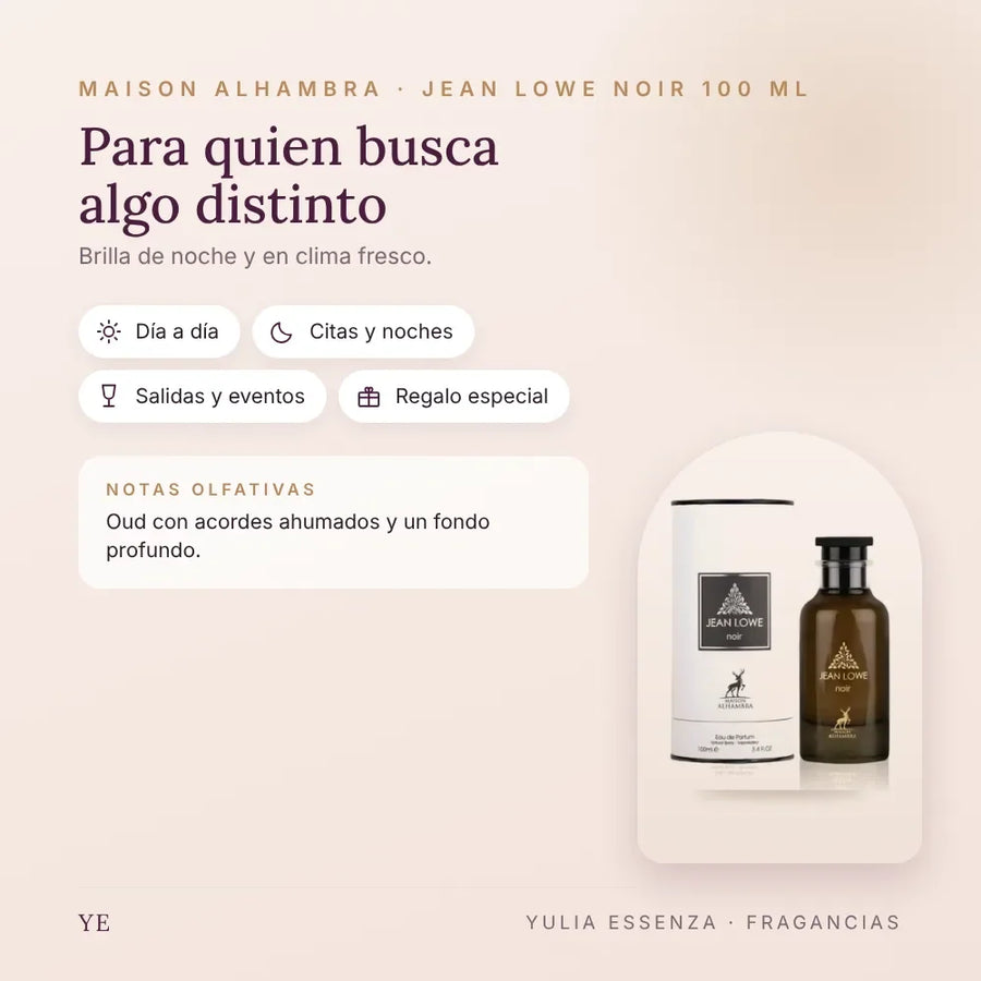 Maison Alhambra Jean Lowe Noir 100 ml: para quién es y ocasiones