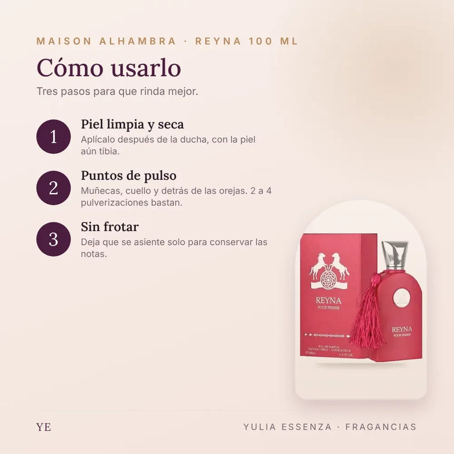 Cómo aplicar Maison Alhambra Reyna 100 ml
